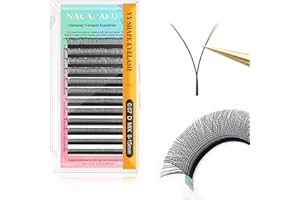 NAGARAKU YY Eyelash Extensions Supplies Y Lash 4D Easy Fan Russian Volume Crisscross YY Eyelashes Handwoven Y Shaped Mesh Wispy Clusters 12 Rows Pre Fanned Eye Lashes Black - 0.07mm D Curl 8-15mm Mix