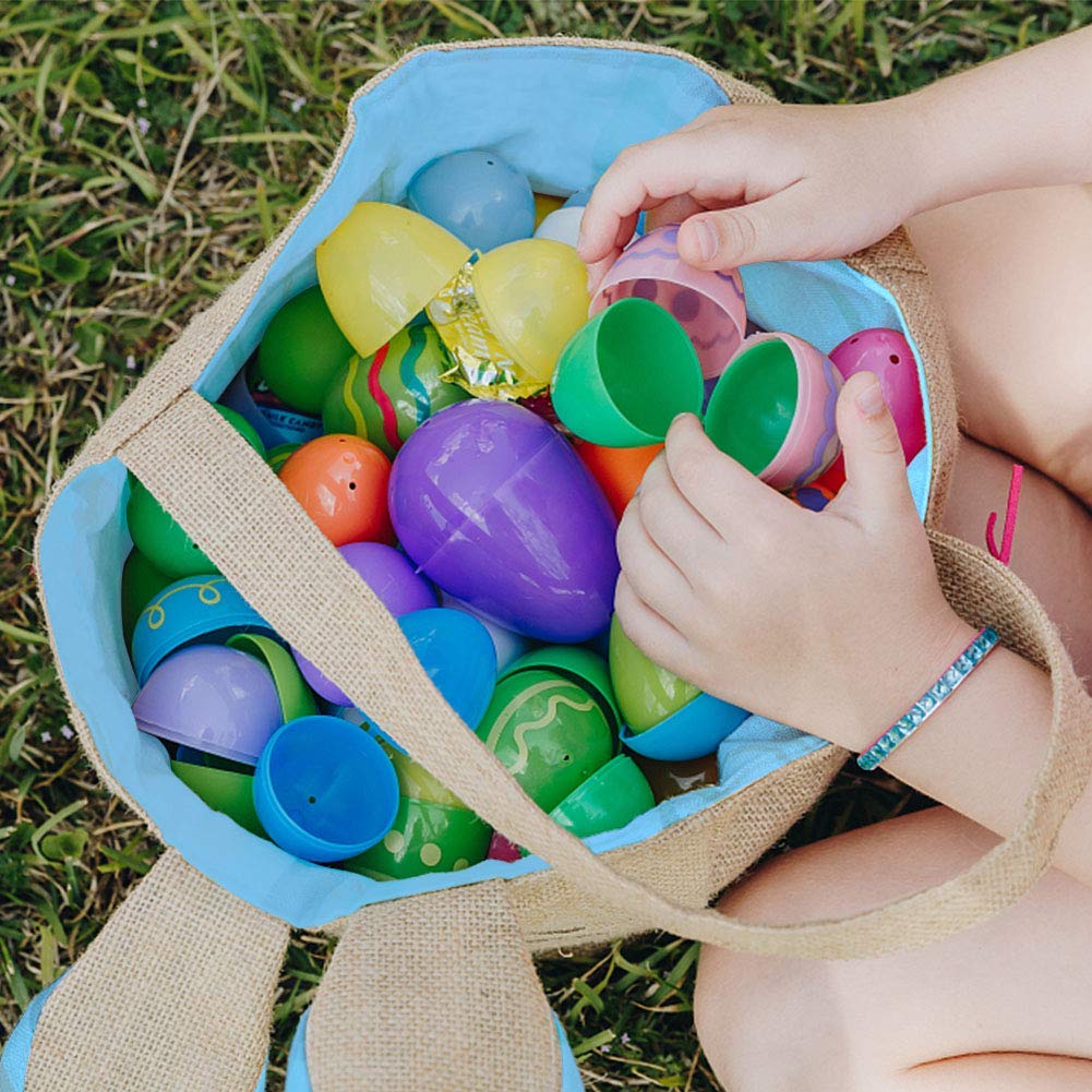 DomeStar Jute Bunny Basket, Burlap Cloth Basket Jute Cotton Rabbit Bag Tote Bag Handbag Burlap Easter Bunny Bag for Picnics