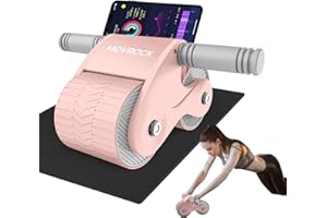 Movrock Ab Roller Wheel with Automatic Rebound for Home Gym Core Fitness, Sturdy Abdominal Exercise Equipment, Includes Knee Pad, Perfect for Ab Workouts and Strength Training