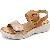 UBFEN Womens Walking Sandals With Arch Support Open Toe Comfy Casual Wedge Summer Shoes
