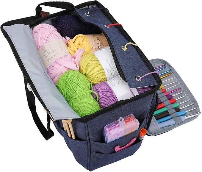 Aoweika Knitting Bag, Crochet Storage Bag for Yarn and Needles