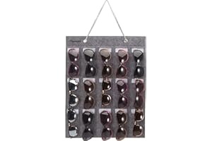 PACMAXI Sunglasses Storage Organizer, Wall Pocket Mounted by Sunglasses, Hanging Eyeglasses Storage Holder, Eyewear Display. (Grey, 15 Slot)