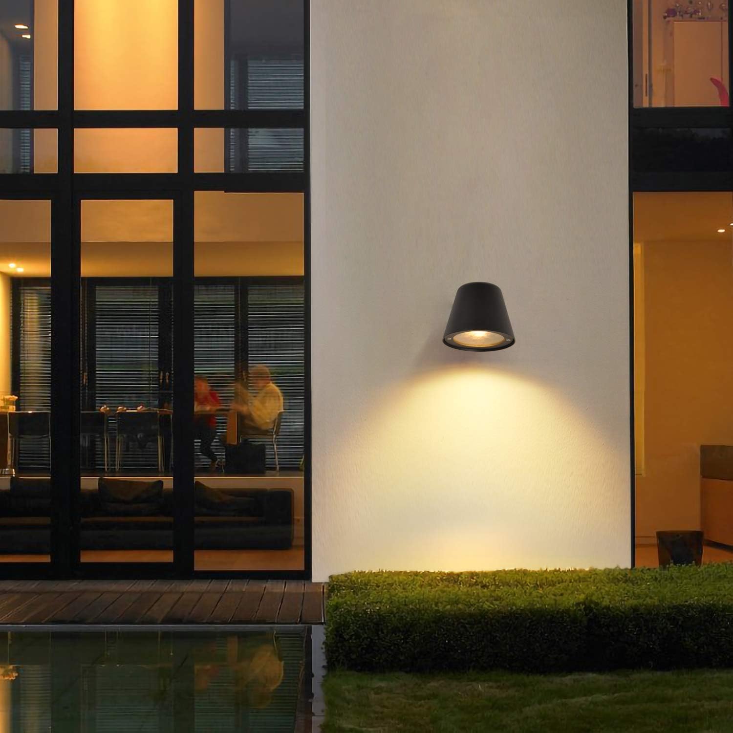 Outdoor Landscape Modern Wall Mount Light Fixture Metal Black Exterior Porch Gu10 Holder,Led 2700k Warm White Round Sconce Lamp Art Decor Garden - Image 4