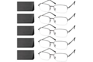 NOVIVON 5 Pack Reading Glasses for Men, Metal Blue Light Blocking Readers with Spring Hinges, Anti Eye Strain Eyeglasses (Gunmetal*5, 1.5)