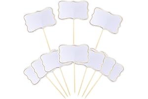 RASSLISA 56 PCS White Cheese Markers Cake Topper Toothpick Cupcake Toppers for Charcuterie Board Buffet Labels Blank Toothpick Flags Appetizer Signs Cupcake Toppers Picks for Charcuterie Board Decorations