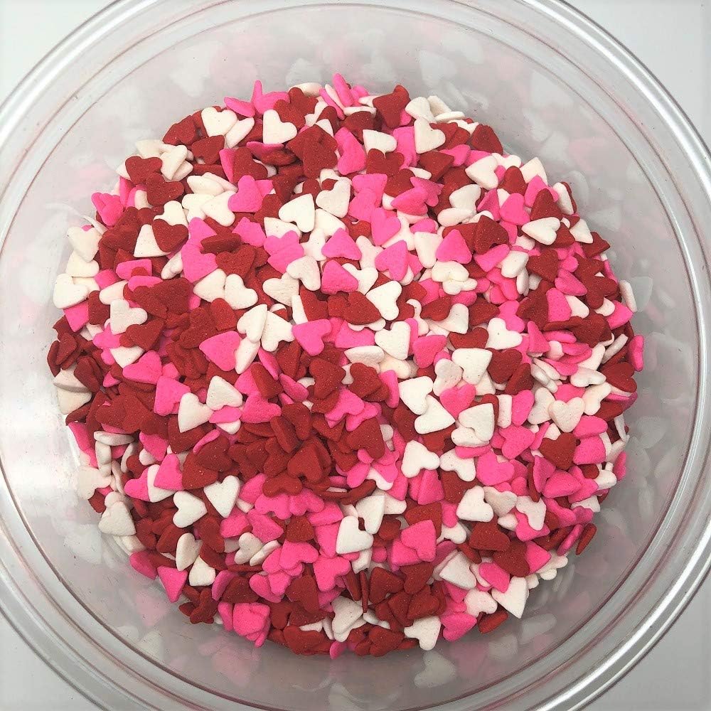 Valentine Hearts Shapes Red/White/Pink Bakery Topping Sprinkles 1 pound