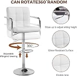 Panana Cuban Bar Chairs with Armrest, Height Adjustable, 360° Swivel, White view 5