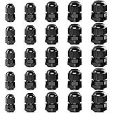 GiBot Cable Glands - 25 Pack Plastic Waterproof 3.5-13mm Cable Glands Joints Wire Protectors, PG 7/9/11/13.5/16, Black