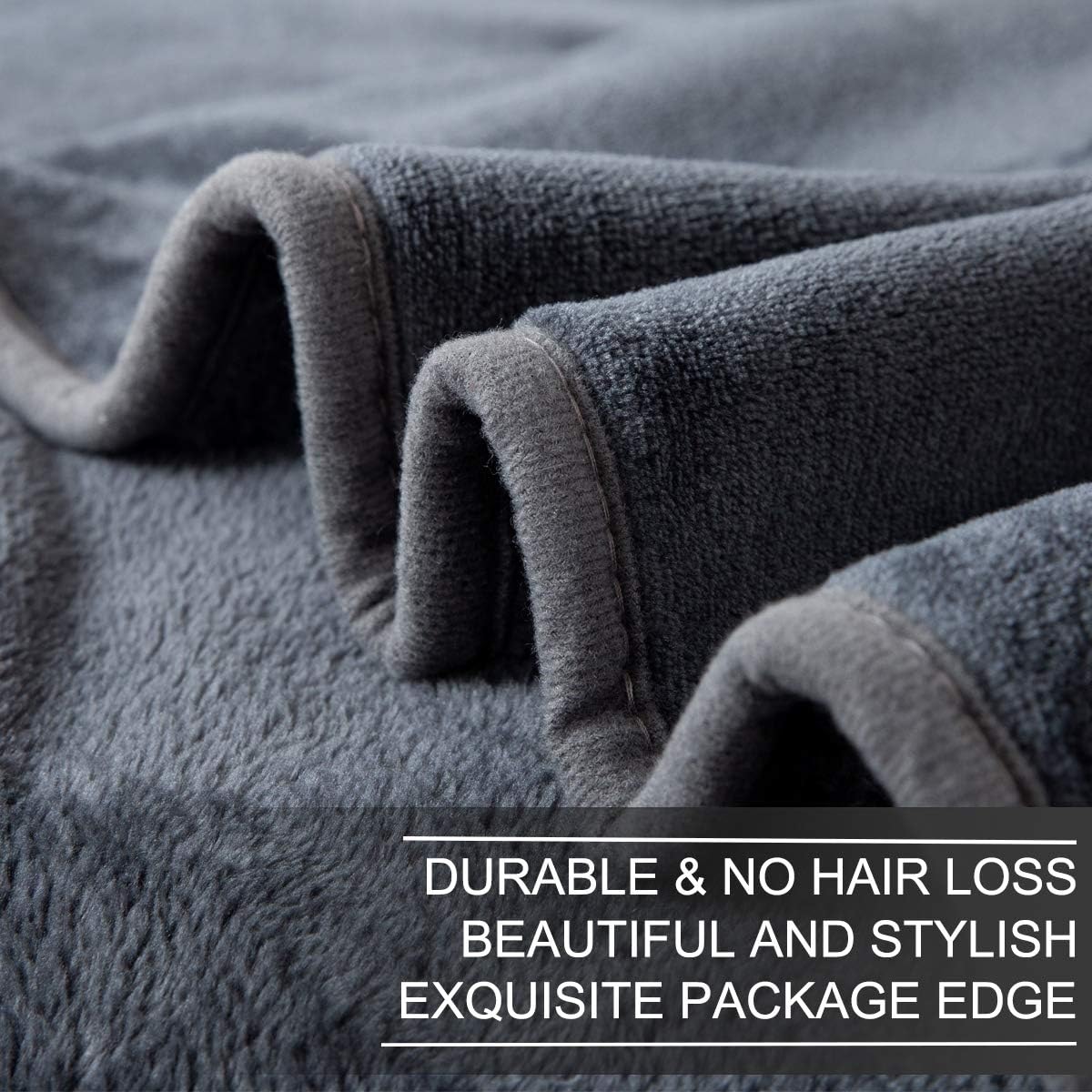 Richave Fleece Blankets Queen Size for All Season 350GSM - Premium Lightweight Anti-Static Throw for Bed Extra Soft Brush Fabric Warm Sofa Thermal Blanket 90" x 90"(Dark Gray Queen): Home & Kitchen