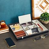 Juvale Valet Tray, Black PU Leather, 6 Compartments, 35x24x4 cm view 3