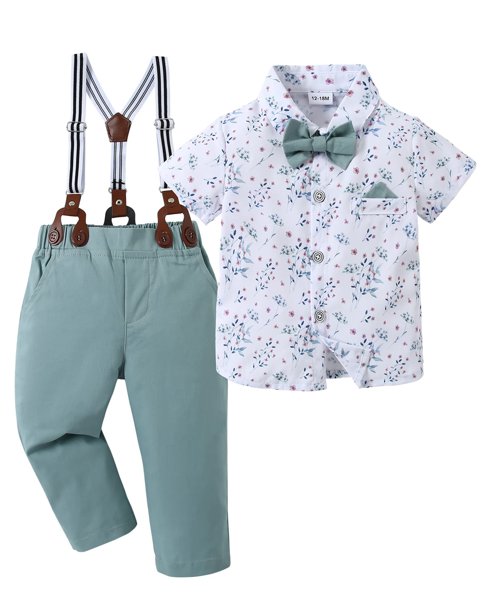 DISAUR Baby Boy Dress Clothes Set Printed Shirt Grey Suspender Pants Outfits Toddler Boy 12 Months 18 Months 12-18 DISAUR Baby Boy Dress Clothes Set Printed Shirt Grey Suspender Pants Outfits Toddler Boy 12 Months 18 Months 12-18