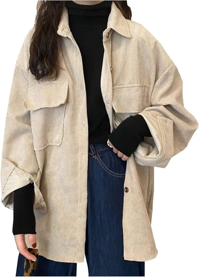 ZhungZaoh Cordjacke Damen - Lässige Blouson Für Frühling & Herbst