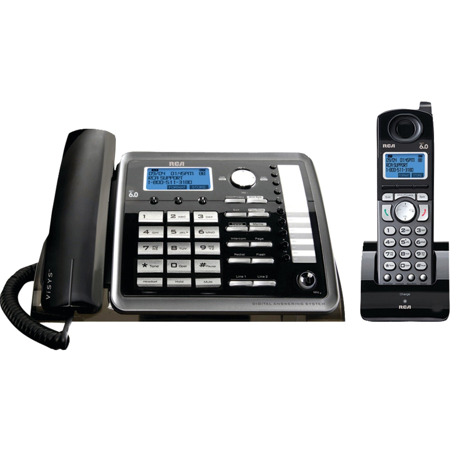 Amazon.com : RCA 25255RE2 Dect_6.0 2-Handset 2-Line Landline Telephone :  Corded Cordless Combination Telephones : Electronics