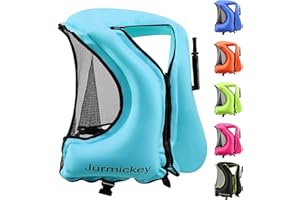 JURMICKEY Snorkel Vest for Adults, Inflatable Snorkeling Vest for Men & Women, Portable Swim Jacket & Buoyancy Vest for Snorkeling, Swimming, Kayaking, Boating