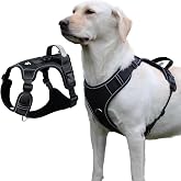 Upgraded Dog Harness with AirTag Holder, Escape Proof Adjustable Vest for Large Dog Outdoor Walking, Soft Breathable Jacket with Reflective Strips for Dark Night