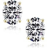 SMILEST Oval Moissanite Earrings for Women Men, 1-4ct Lab Created Moissanite 4-Prong 925 Sterling Silver Stud Earrings for Women Men Hypoallergenic