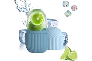 RoseFlower Silicone Ice Roller for Face and Eye, Ice Facial Roller Ice Holder for Face, Face Ice Mold Ice Holder for Face, Ice Face Roller Skin Care, Face Icers Reusable Ice Cube Roller, Blue