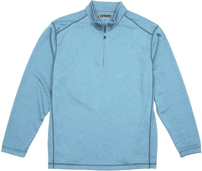 Amazon.com : Pebble Beach Men's Performance Tech Golf Pullover 1/4 Zip Long Sleeve Shirt, Blue 