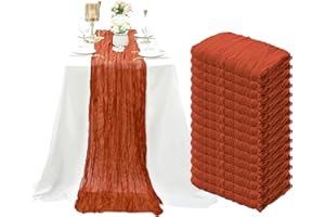 SATULGAU 15 Pack Terracotta Cheesecloth Table Runner 10Ft Gauze Cheese Cloth 35x120 Inch Boho Table Runner Holiday Table Runner Table Cover for Wedding Birthday Party Bridal Shower Reception Table Décor