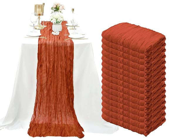 15 PACK CHEESECLOTH TABLE RUNNER TERRACOTTA 10FT GAUZE...