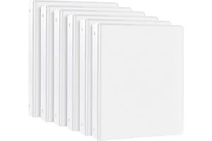 CIXILDTS 1-inch Round Ring Binder, Durable 3 Ring Binder Fit Letter Size Paper, Presentation View Binders, White, 6-Pack