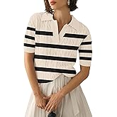 Micoson Womens Short Sleeve Sweater Tops Lapel V Neck Polo Shirts 2026 Summer Cable Knit Blouses Business Casual Outfits