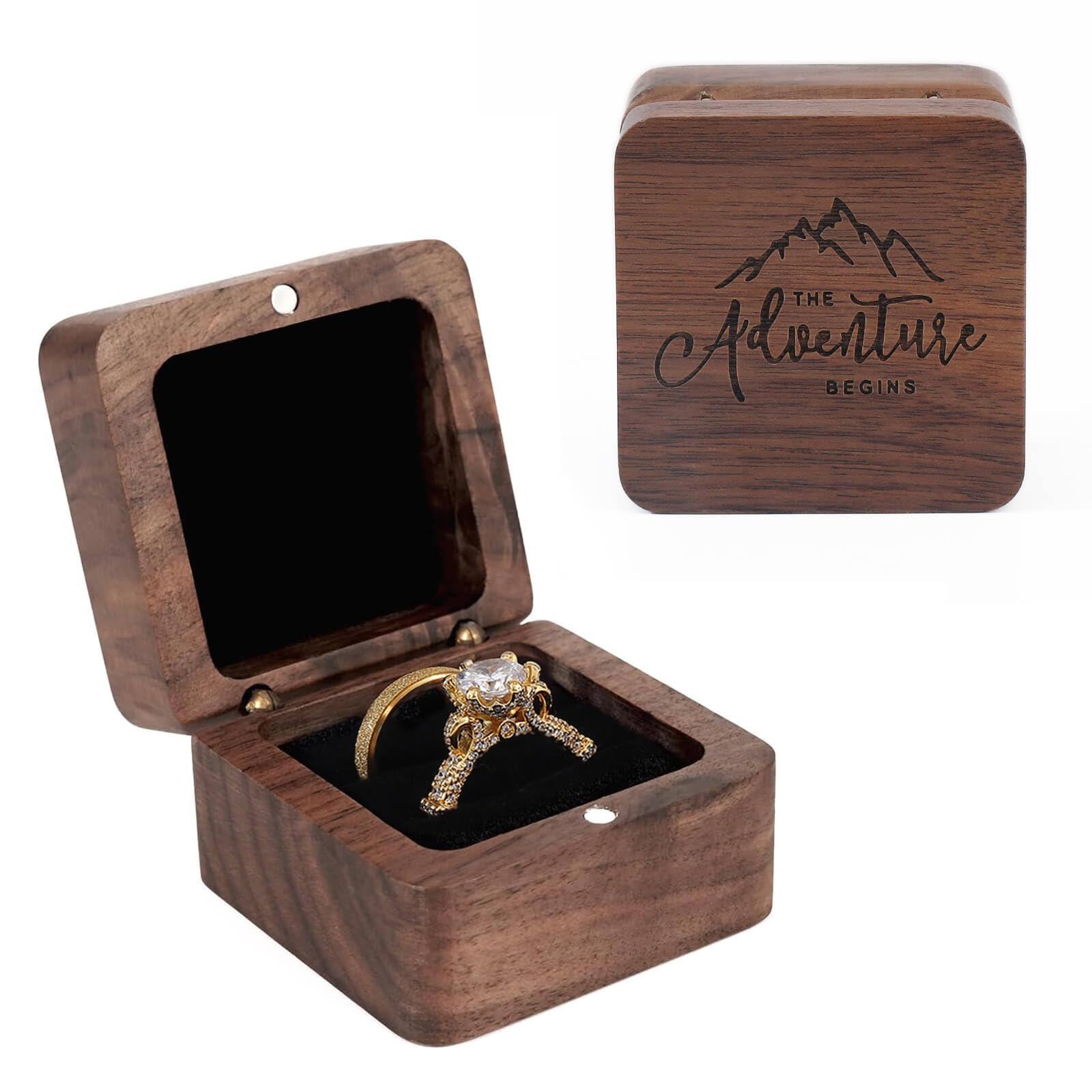 Drnilui Ring Box, Wooden Ring Box for Wedding