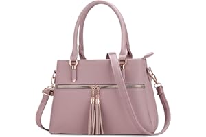 KKXIU Women Satchel Bags Handle Shoulder Handbags and Purses Pockets Zipper Leather Crossbody Bags