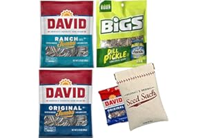 BUFFALO BUNDLER David Sunflower Seeds Ranch and Original (3.75 oz) Bigs Dill Pickle Sunflower Seeds (3.63 oz) - Variety Pack Baseball Bundle Featuring Baseball's Original Seed Sack