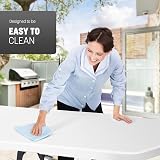 KEPLIN 6ft Folding Table White Wood Slate Top 180x70x74cm Portable view 7