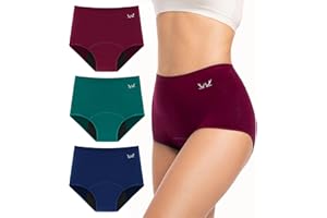 Benirap Period Underwear for Women Heavy Flow Leakproof High Waisted Cotton Panties Postpartum Menstrual Briefs 3 Pack