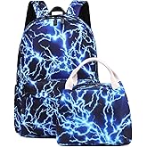 Boy School Backpack Elementary Middle Lightning Bookbag Laptop Teenager Waterproof Lightweight 17 Inches (Suit Blue)