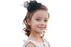 Zinniday Girls Mini Fascinator Hat - Black Top Hats with Veil for Little Girl Tea Party, Fascinators for Birthday High Tea Headwear Decoration