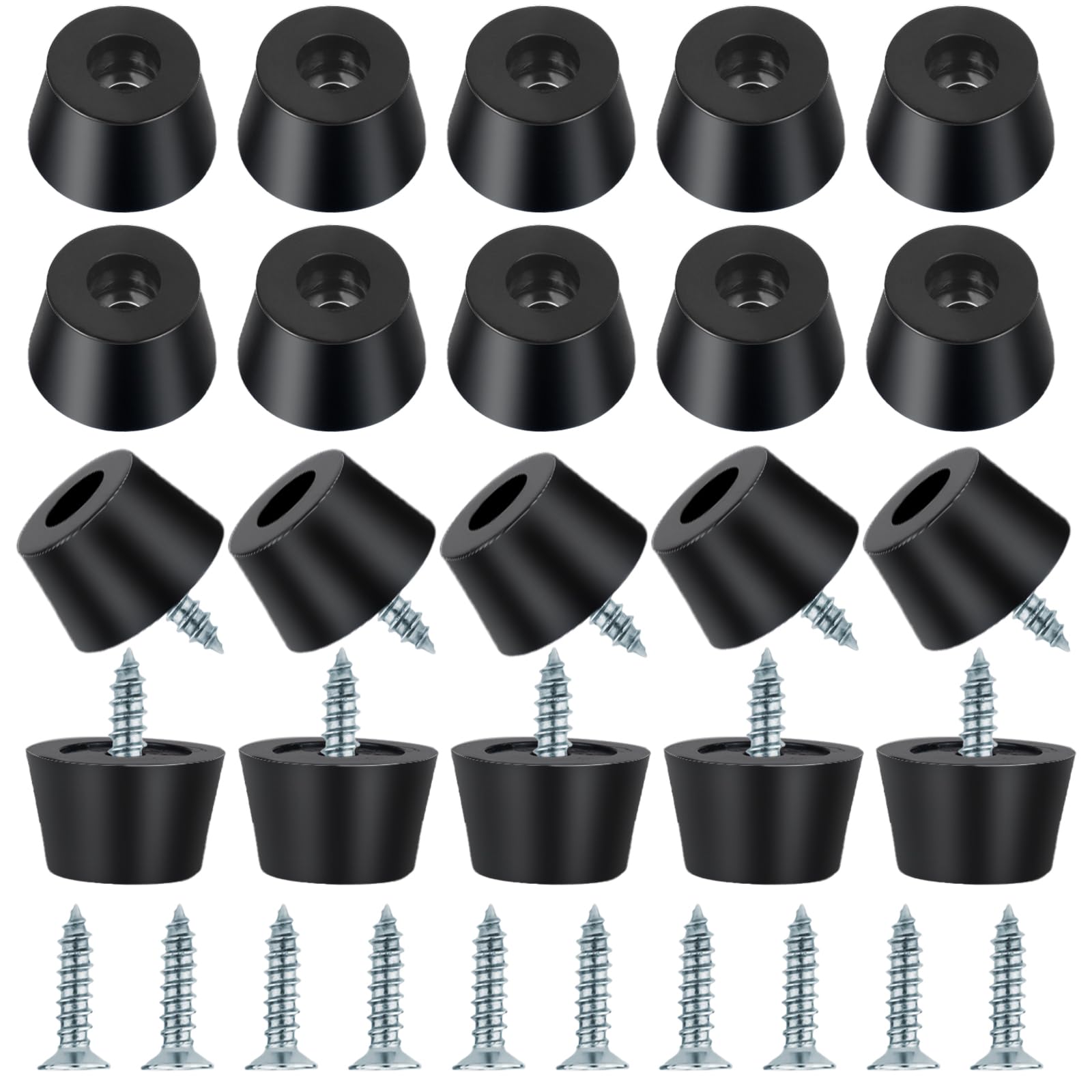 Photo 1 of 20PCS Rubber Feet for Cutting Board,Rubber Feet with 20 Steel Matching Screws Round Anti Slip Rubbers Foot Pad Anti Slip Furniture Pads,Suitable for Furniture Electronic Equipment Kitchen(Black)