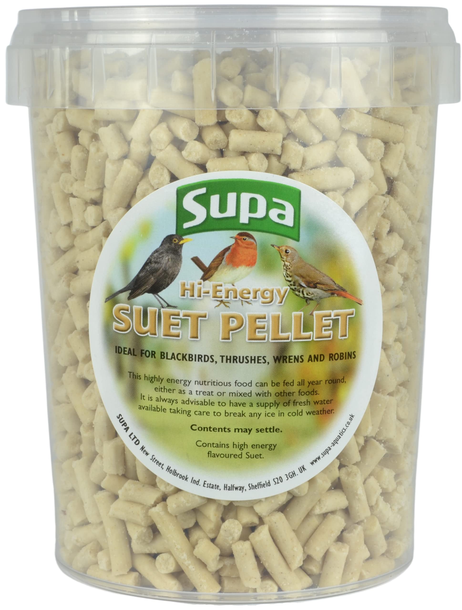 Supa Mealworm Suet Pellets for Wild Birds, 1 Litre Bucket | High Energy Protein Rich Treat For Garden Birds | Attract More Birds To Your Garden | Quality Wild Bird Food