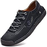 FiveStoresCity Mens Casual Shoes Summer Breathable Sneakers Loafers Walking Shoes Hand Made Lace-Up Leather Dress Flats Shoes for Driving Business Working Office