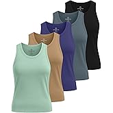 Real Essentials 5 Pack: Women’s Breeze Tech Racerback Tank Top – Sleeveless Workout Athletic Running Shirt (Plus Available)
