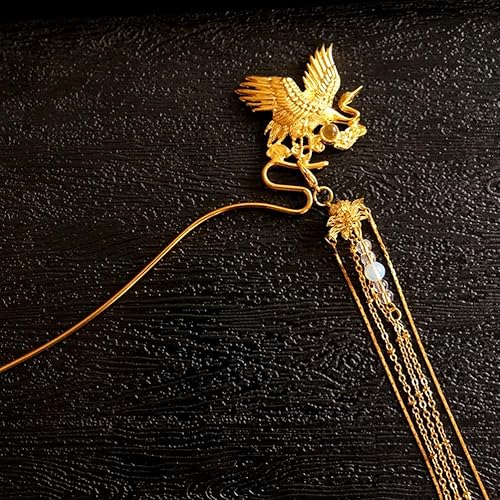 Amazon Co Jp 桜の雪 おしゃれ 鶴 とりはなす タッセル かんざし 髪飾り 和装 漢服 浴衣 結婚式 撮影用 髪留め ヘアアクセサリー 金色 右 ジュエリー