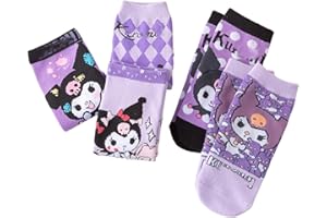 VNAEEU Anime Cartoon Kuromi No Show Socks Kawaii Socks Cute Cartoon Socks,Pack of 5,Cotton Blend Socks for Women and Girls Pu