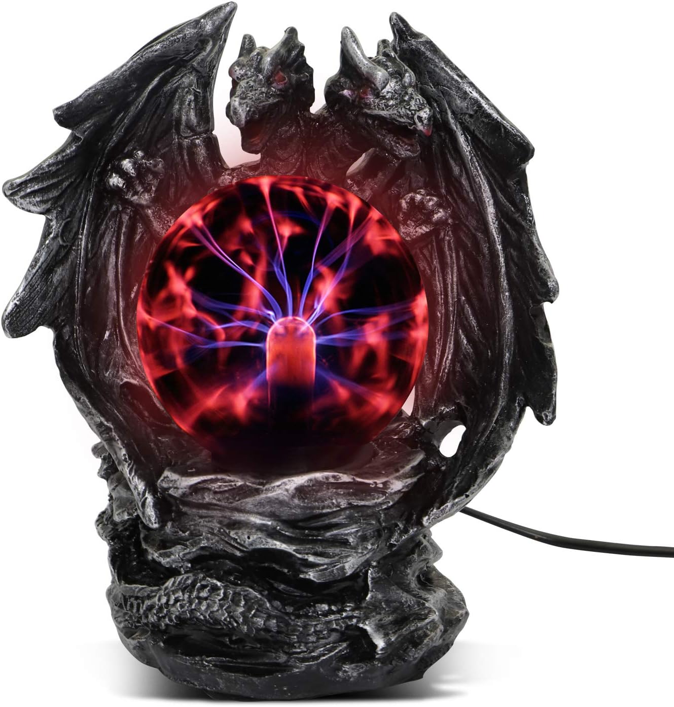 ANQIA 3.5" Evil Dragon Plasma Ball Lamp Touch Sensitive,Party Magical Electrostatic Red Color Crystal Ball for Halloween