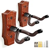 Guitar Wall Mount 2 Pack, Guitar Hanger, UShaped Guitar Wall Hanger Mount Guitar Holder Hook Wall Mount Guitar Accessories for Acoustic, Electric Guitar, Bass, Ukulele with 5 Picks (Walnut Color II)