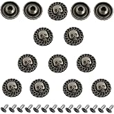 100 Pcs Metal Skull Buttons, Skull Rivets, Leather Decoration Conchos Buttons, Metal Stud Screw Back Rivet for DIY Accessories