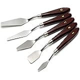 CONDA Palette Knife Painting Stainless Steel Spatula Palette Knife Oil Paint Metal Knives Wood Handle (Red 5 Piece)