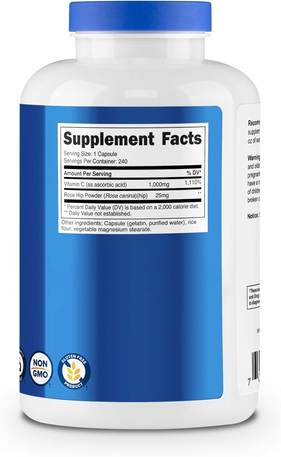 Nutricost Vitamin C with Rose Hips 1025mg, 240 Capsules - Vitamin C 1,000mg, Rose Hips 25mg, Premium, Non-GMO, Gluten Free Supplement: Health & Personal Care