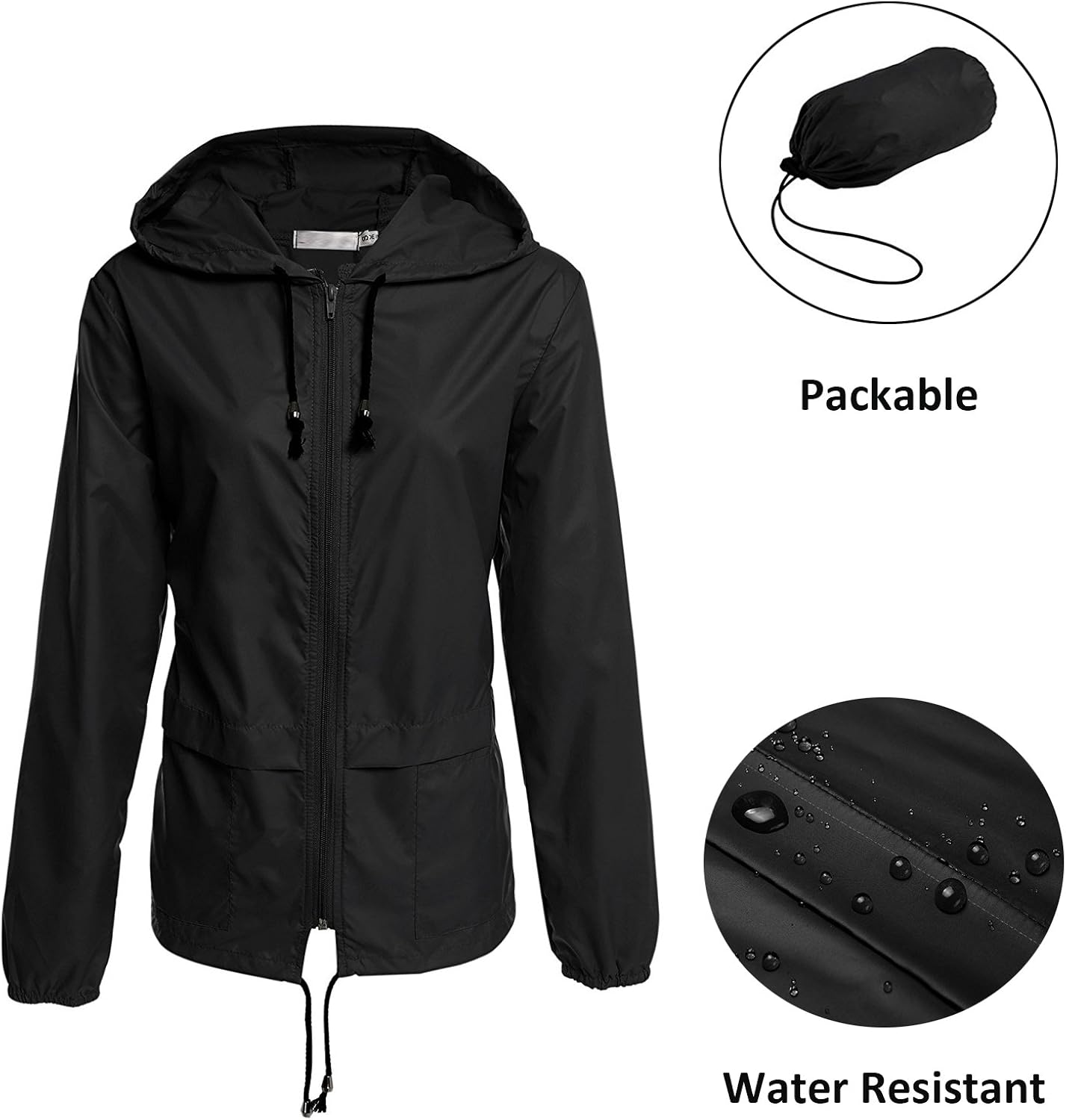 Womens Sport Rain Jacket,Waterproof Lightweight Outdoor Cycling Packable Hoodie