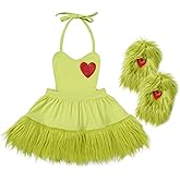 IBTOM CASTLE Newborn Baby Girls Elk Christmas Costumes W/Reindeer Hairband Fancy Dress Up Gown Party Princess Clothes Set