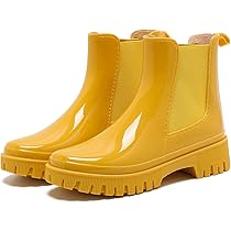 【yello】SHORT BOOTS Starflare Women's Yellow Rain Boots, Size 6.5, Ankle Height, Flat