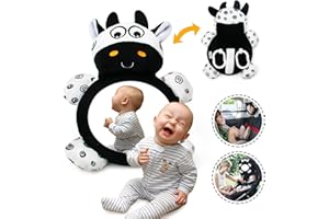 Inbeby Baby Mirror Toys, Multi-Function Baby Mirror High Contrast Black and White, Tummy Time Mirror Easy to Install, Baby Infant Boy Girl Toy & Gifts 3 6 12 Months Non-Toxic