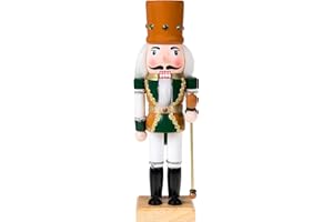 Clever Creations Orange King 10 Inch Traditional Wooden Nutcracker, Festive Christmas Décor for Shelves and Tables