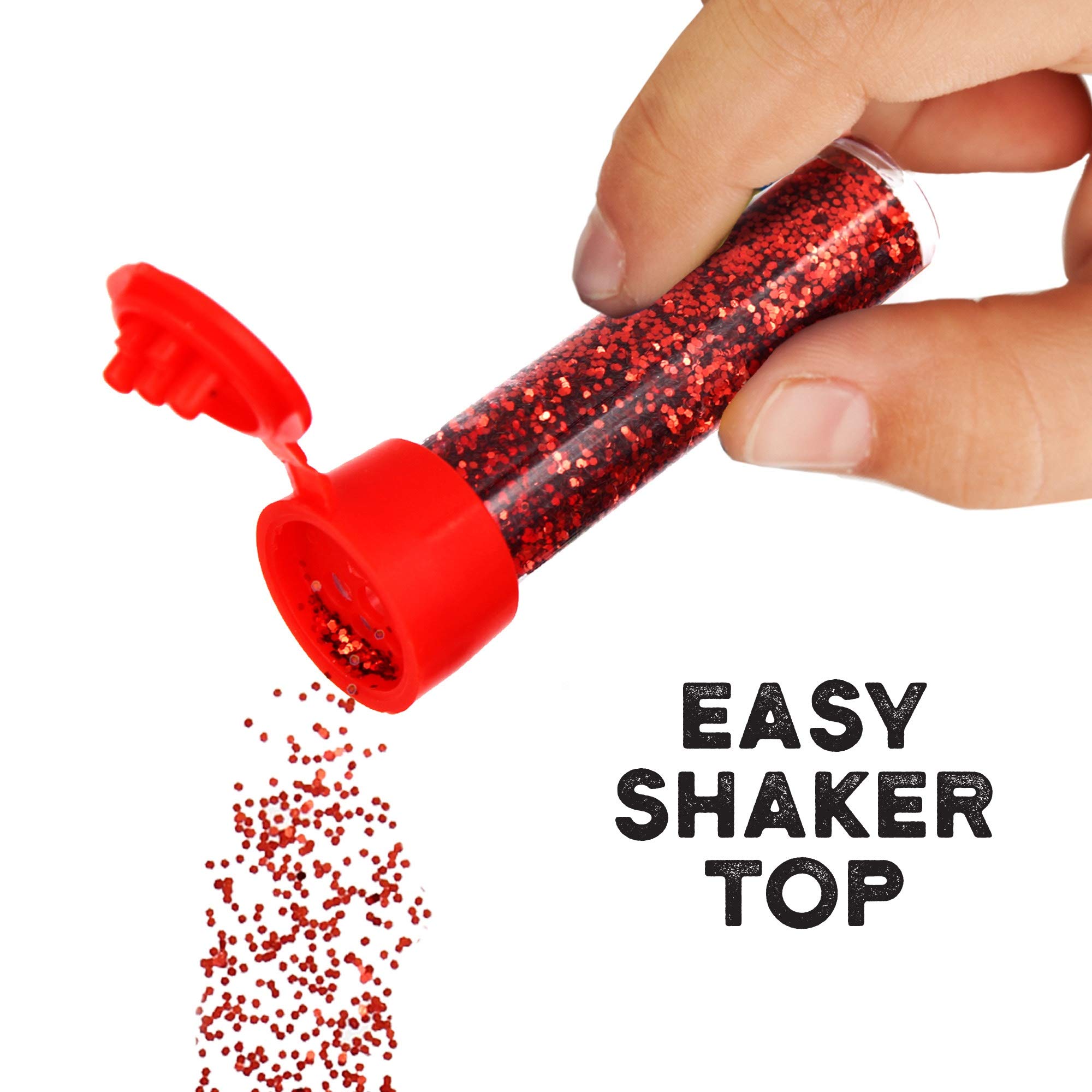 ArtSkills Ultra-Fine and Bright Glitter Shakers and Craft Glue, Arts and Crafts Supplies, Classic Colors, 9 Pieces